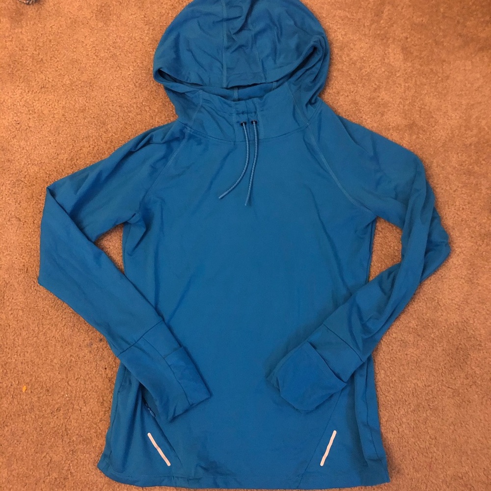 blue jacket/hoodie